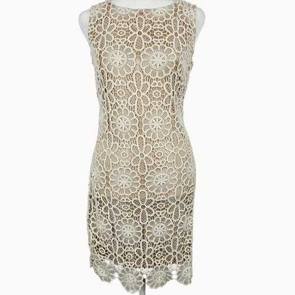 Boho Victorian Antique Revival Lace Short Party Glam Dress Joseph Ribkoff 6 Whit - Picture 3 of 16